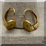 J004. 14K yellow gold and diamond slingback earrings - $85